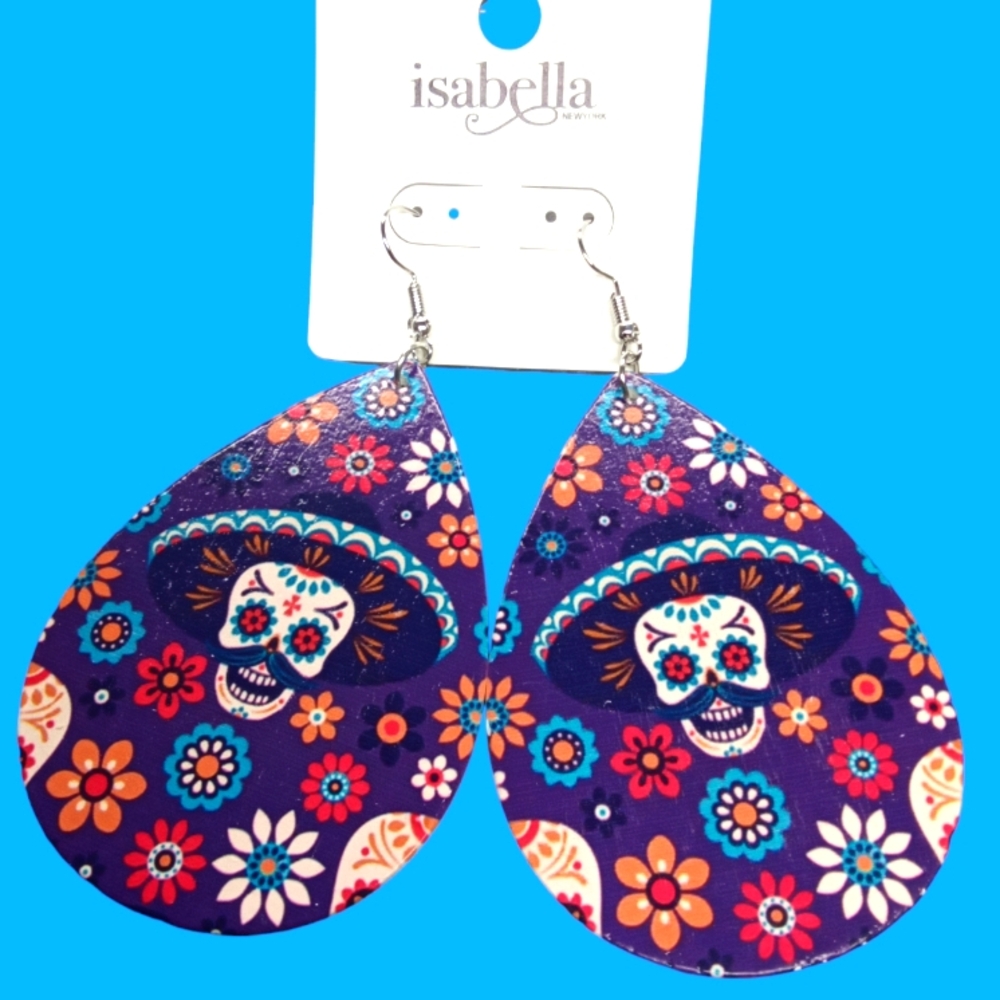 3 For $15 Sugar Skull Mariachi Large Floral Earrings